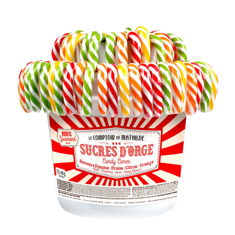 SUCRES D'ORGE 40G FRUITE (POMME,FRAISE,CITRON,ORANGE) LE COMPTOIR DE MATHILDE