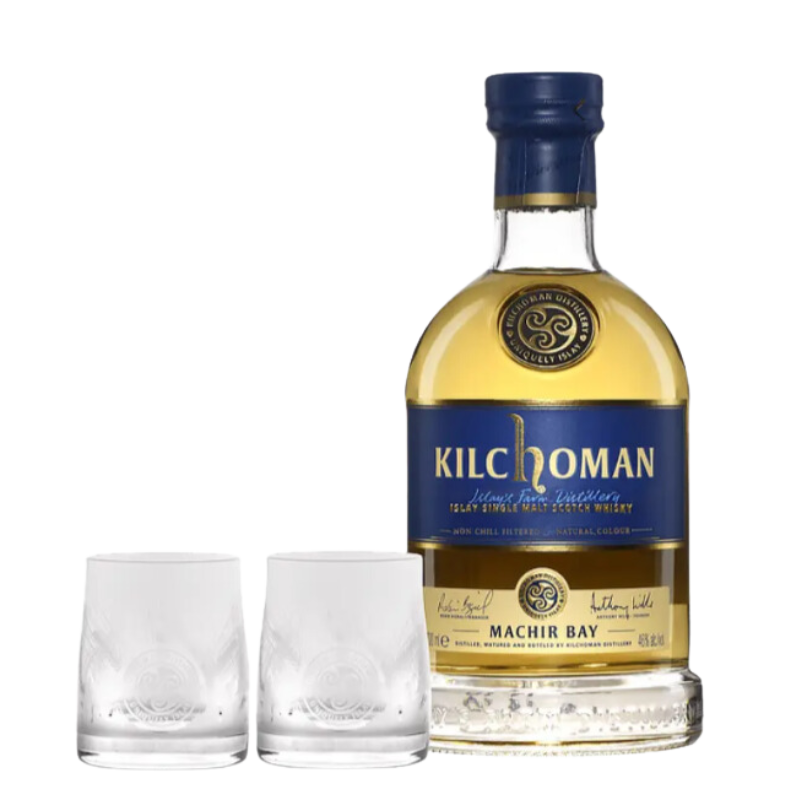 COFFRET 2 VERRES WHISKY ECOSSE ISLAY SINGLE MALT KILCHOMAN MACHIR BAY