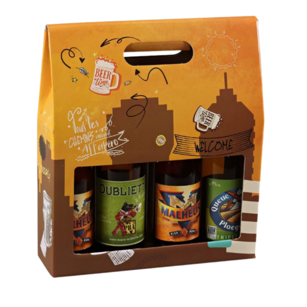 VALISETTE CARTON KRAFT 4 BIERES