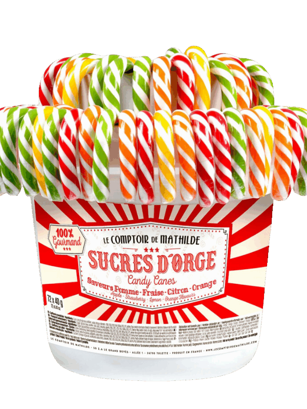 SUCRES D'ORGE 40G FRUITE (POMME,FRAISE,CITRON,ORANGE) LE COMPTOIR DE MATHILDE