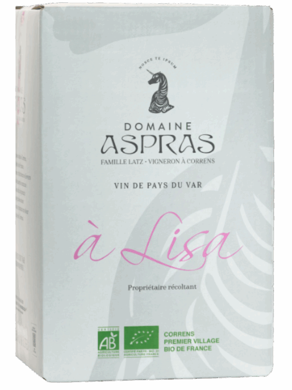 BIB 5L IGP VAR ROSE A LISA DOMAINE ASPRAS BIO