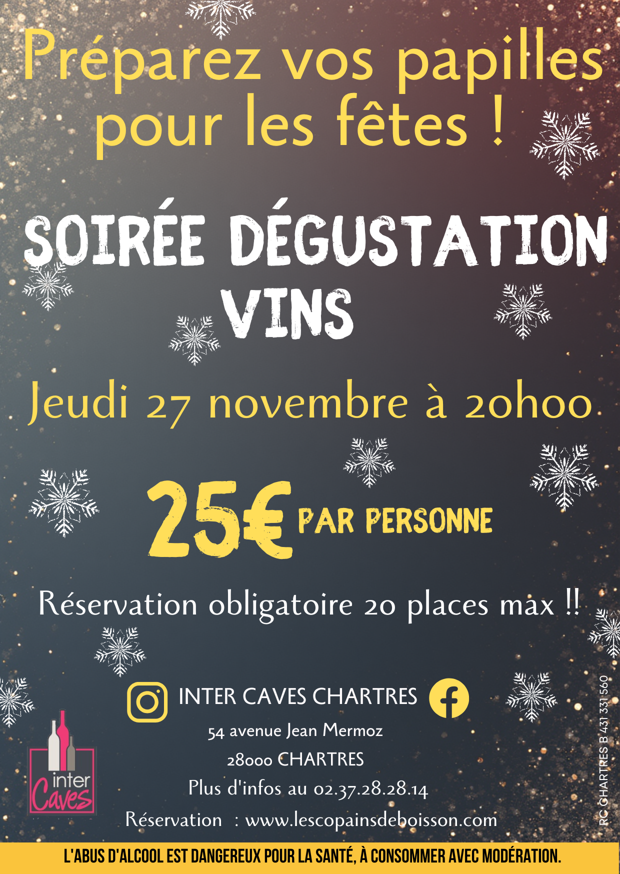 Soirée dégustation "Préparez vos papilles pour les fêtes! Dégustation vins & amuse-bouches"