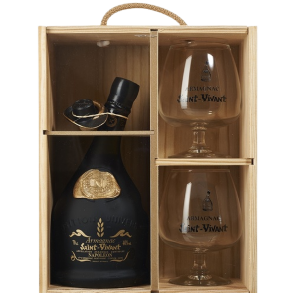 ARMAGNAC NAPOLÉON – SAINT-VIVANT Coffret bois avec 2 verres
