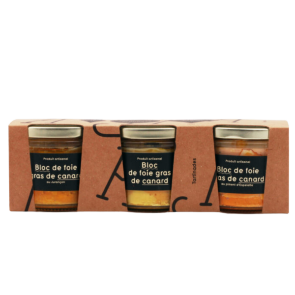 MAISON ARGAUD – COFFRET 3 × 90 g  Blocs de Foie Gras – Jurançon, Piment & Nature